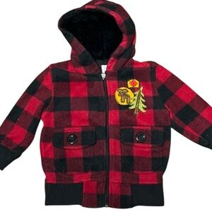 Plaid Buffalo Check Kids Fleece Hoodie with Embroidered Patches